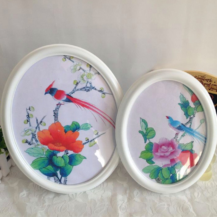 European 8 inch oval photo frame cross embroidery frame photo wall with photo frame home souvenir special price