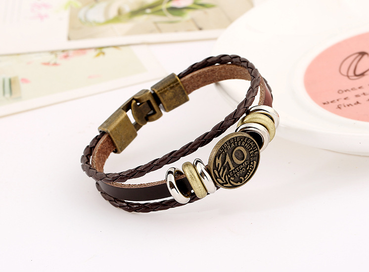 Vintage Jewelry Weaving Fashion Gas Leather Bracelet display picture 2