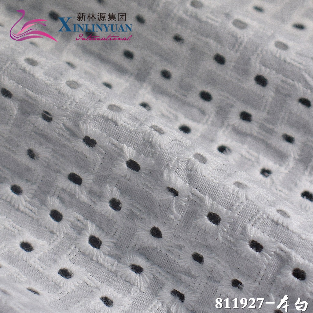 专业生产棉布打孔花边满幅  132cm门幅刺绣镂空花边女装服装面料