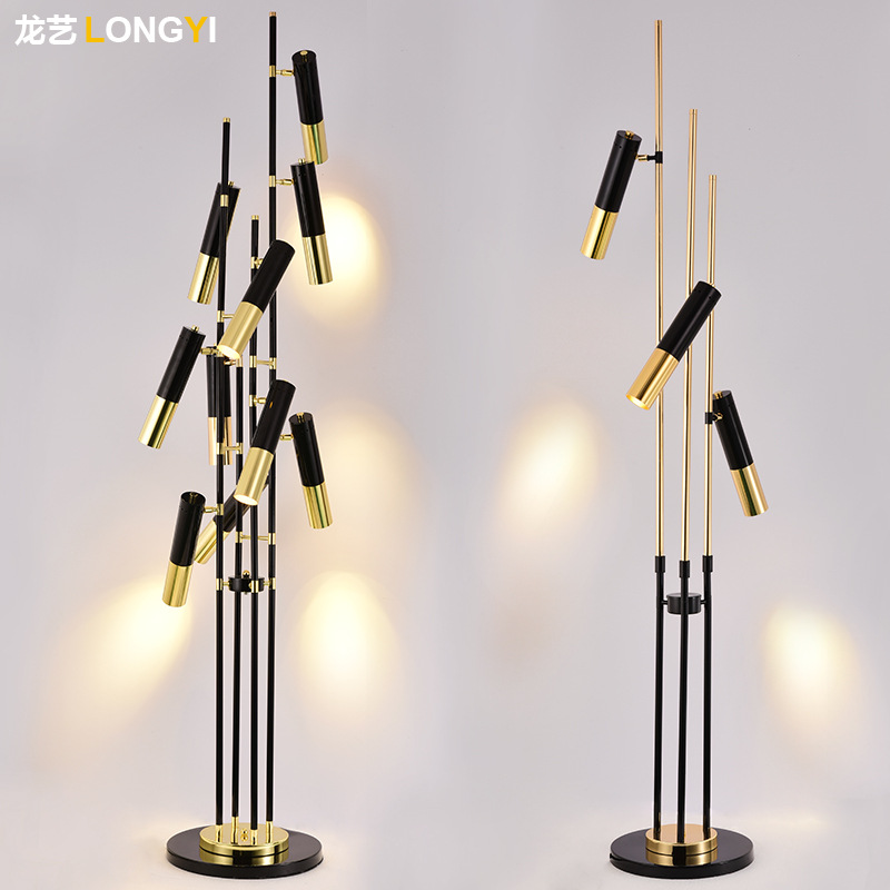 后现代简约创意铁艺时尚别墅客厅led卧室黑金落地灯厂家直销热销
