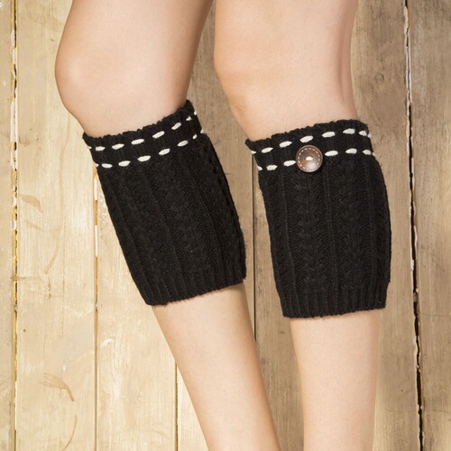 New knitted woolen leggings warm autumn and winter boot covers short wheat ear dotted button socks