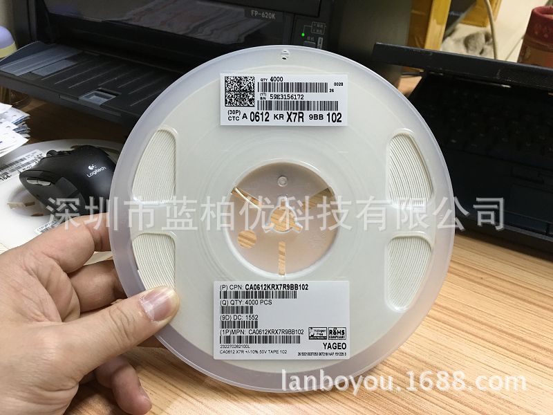 国巨 0612贴片排容 0603贴片排容 CA0612KRX7R9BB102 0603X4-102