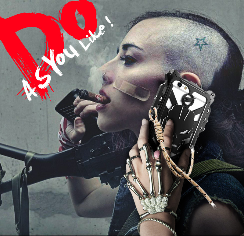 SIMON Mechanical Arm Skull Punk Premium Aluminum Metal Bumper Shockproof Case Cover for Apple iPhone 6S/6 & iPhone 6S Plus