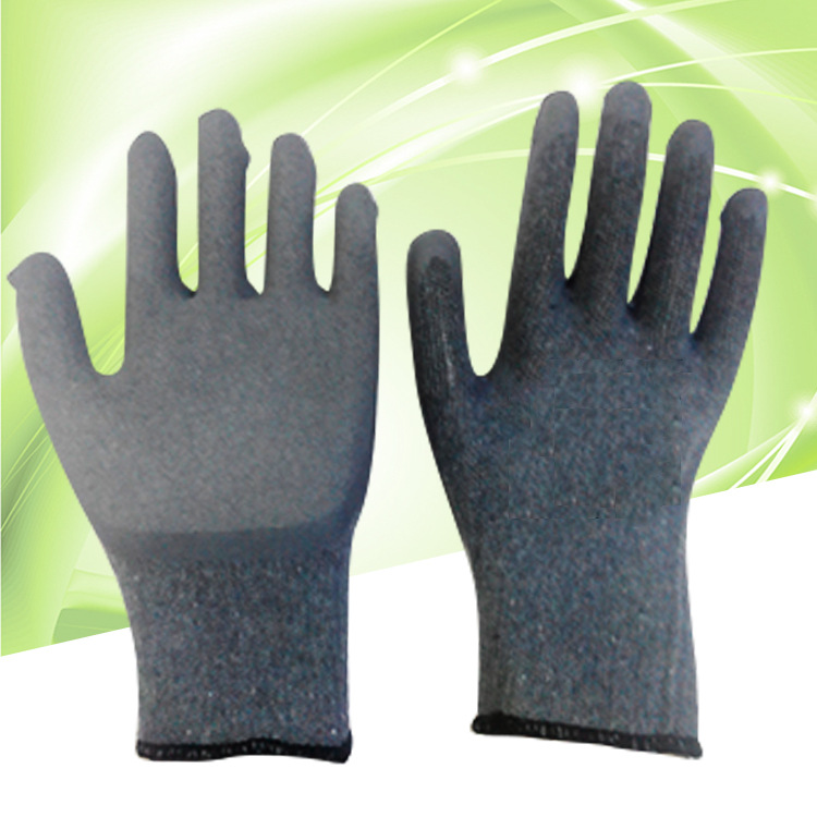 供应十针粗灰纱灰胶耐低温手套 防护加厚手套 平浸乳胶劳保手套