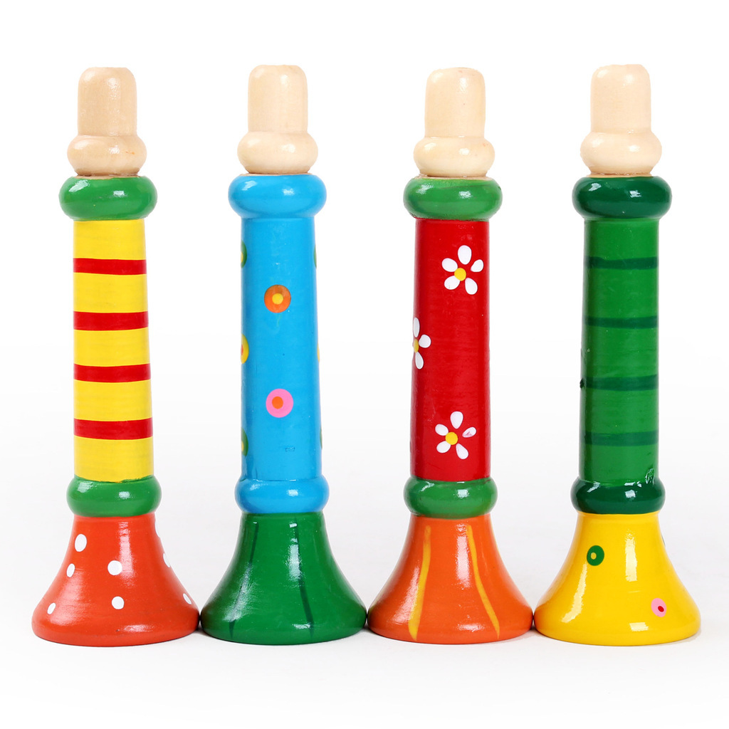 The Wooden Trumpet Sound Blow Whistle Toy Baby Children Playing Musical