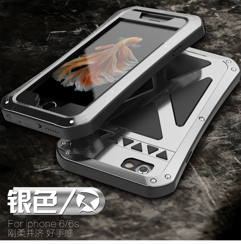 R-Just X-Men Superhero Slim Waist Stainless Steel Dirtproof Shockproof Heavy Duty Metal Case Cover for Apple iPhone 6S Plus