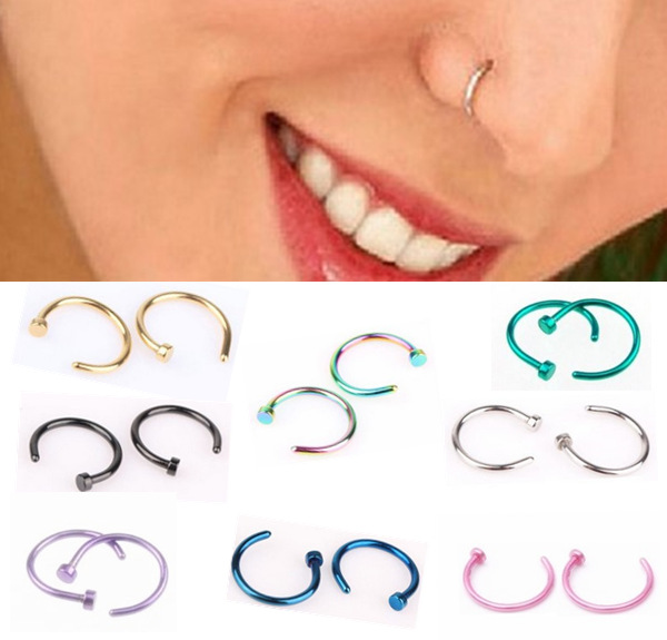 Trendy Nose Rings Body Piercing Jewelry Fashion Jewelry Stainless Steel Nose Open Hoop Ring