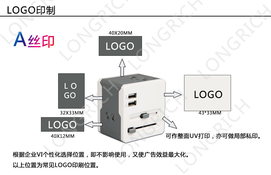 旅行插座USB全球通国际2.1A双USB全球通用多功能多国通用