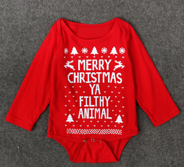Children's Christmas jumpsuit boys and girls letter short sleeve Christmas suit_voghion.com