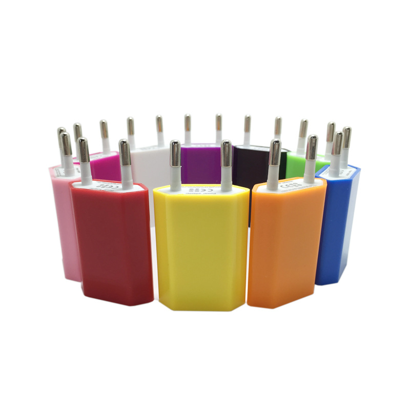 厂家直销 手机彩色四代充电头 4代扁平欧规USB充电器 手机通用