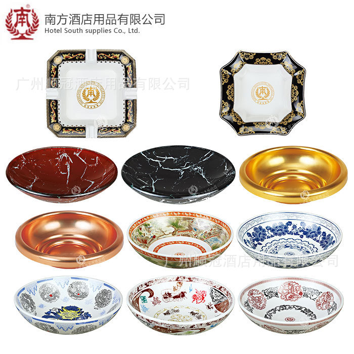 Southern soot Basin four seas rising flat basin trash can with plate eight sides exquisite basin rose gold aluminum alloy black and white root Basin