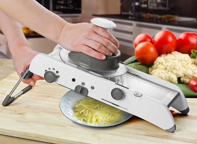 Adjustable Mandoline Food Slicer, Lychee Stainless Steel Vegetable Slicer Chopper Onion Potato Fruit Cutter Julienne Slicer for Kitchen, Green, Size