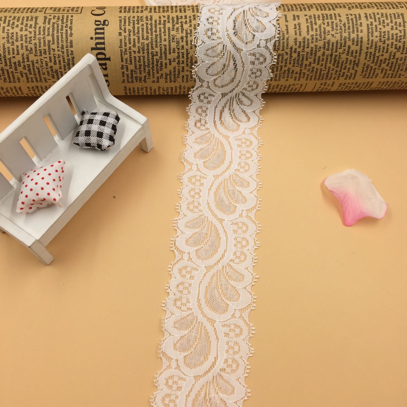 【闽达花边】婚纱围巾服装童装内衣文胸袜子辅料 弹力蕾丝花边