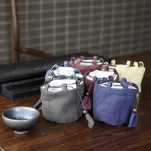 手提便攜旅行加厚手工麻布快客茶杯茶具收納袋子茶壺布袋布包