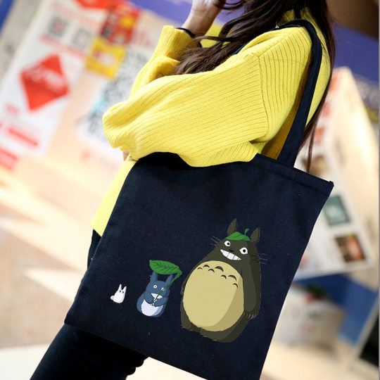 New Japanese and Korean Harajuku Artistic Fresh Style Cartoon Canvas Portable Women's Single Shoulder Canvas Bag Simple Cloth Bag