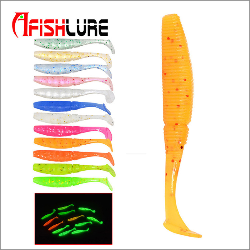 Shallow diving Paddle Tail Lures 10 Colors Soft Plastic Baits Bass Trout Saltwater Sea Fishing Lure