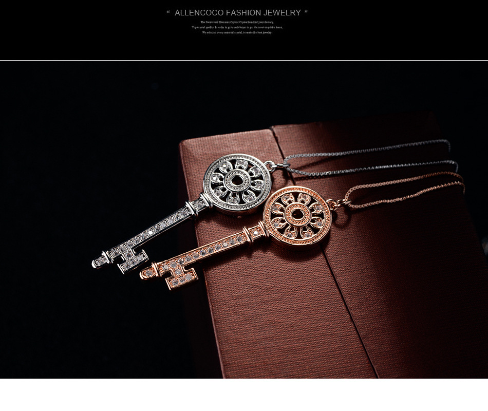 Mode Neue Koreanische Version Von Aaa Zirkon Sonnenblumen Schlüssel Halskette Damen Kurze Halskette 30720502 display picture 1