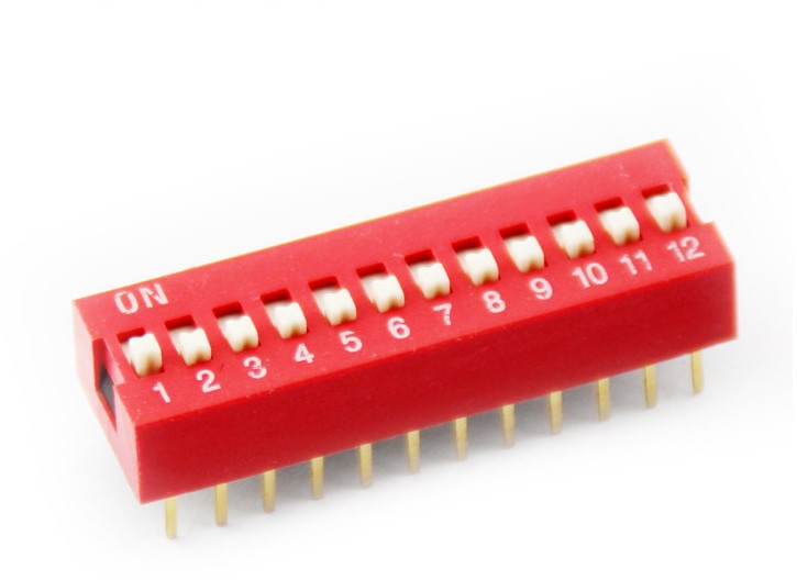 12P 拨码开关 平拨开关 12位 拨动开关 脚距2.54MM 琴键式 DS-12