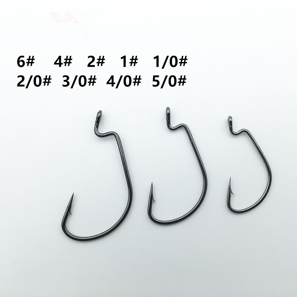 Wide belly crank HOOK black nickel Luya Soft Bait Texas fishing group sea fishing HOOK bearded WORM HOOK