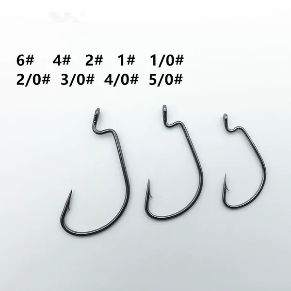Wide belly crank HOOK black nickel Luya Soft Bait Texas fishing group sea fishing HOOK bearded WORM HOOK