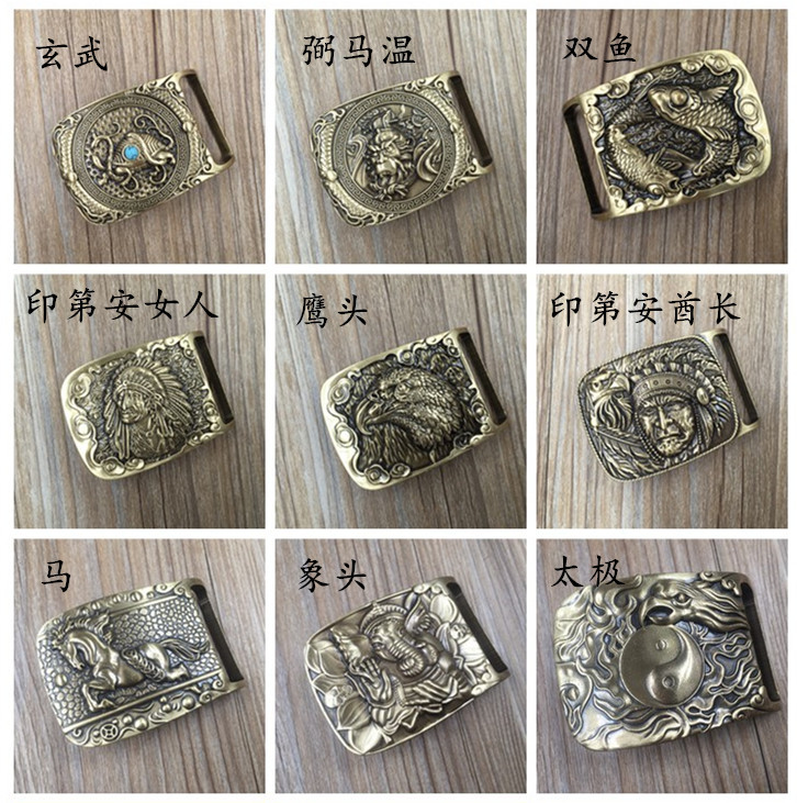 Retro fabric buckle brass belt buckle cosmetic male eagle head…