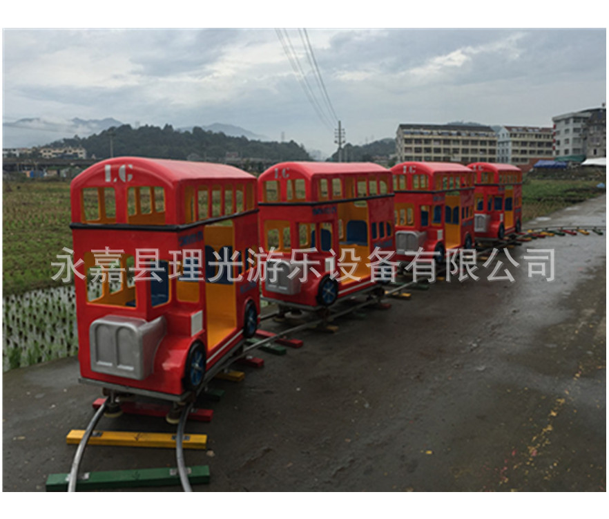 Electric train railed for amusement parks