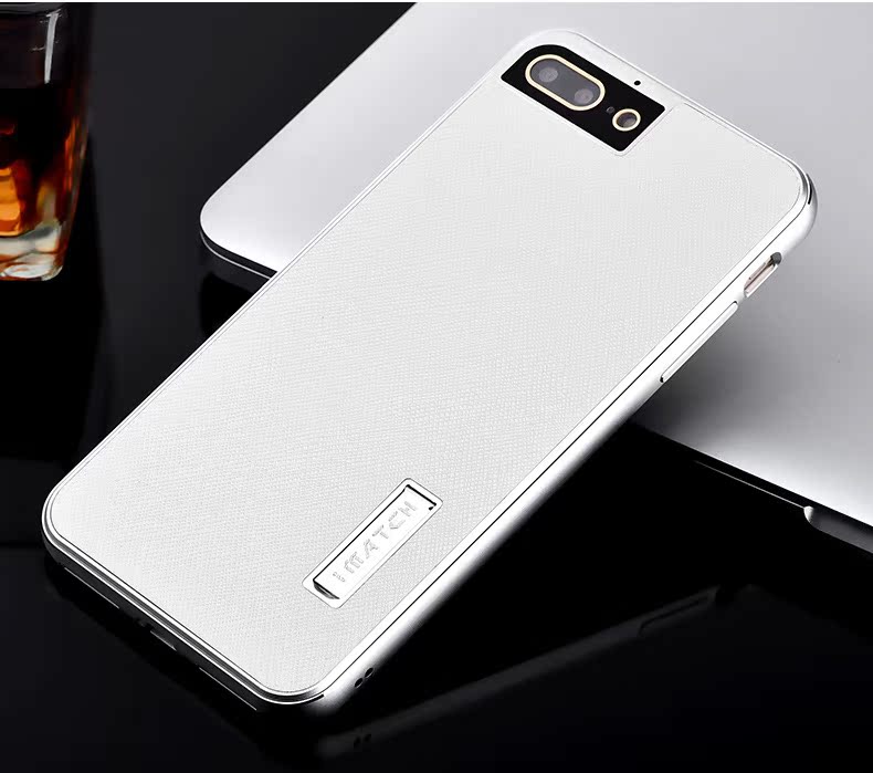 iMatch Luxury Aluminum Metal Bumper Premium Genuine Leather Back Cover Case with Kickstand for Apple iPhone 7 Plus & iPhone 7