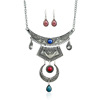 Retro necklace, European style, with gem, 7 colors