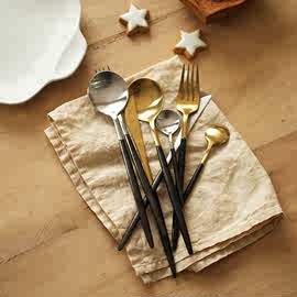 牛扒刀叉勺 304不锈钢黑金葡萄牙同款西餐刀叉勺欧式钛金酒店餐具