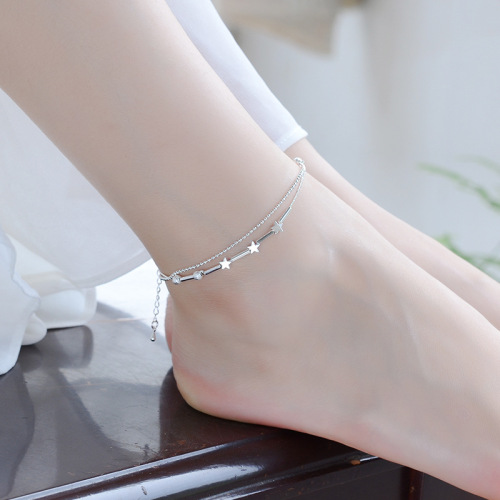 9.9 Yuan Taobao style silver bracelet, Korean version for women, simple summer retro little star anklet, small gift wholesale