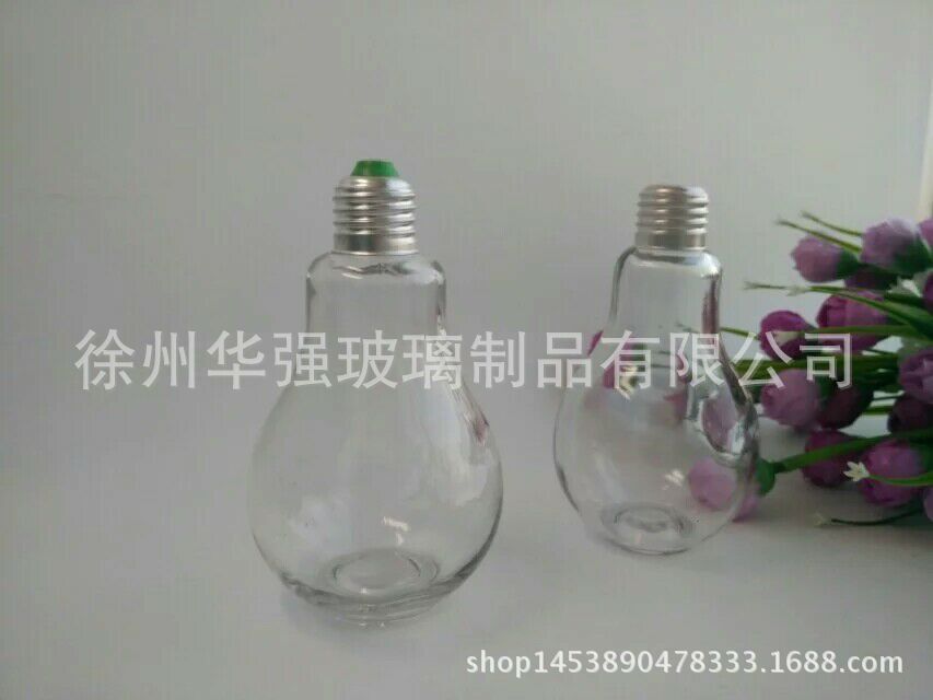 批发灯泡瓶饮料泡茶玻璃奶茶瓶 创意酸奶果汁杯玻璃瓶饮料瓶