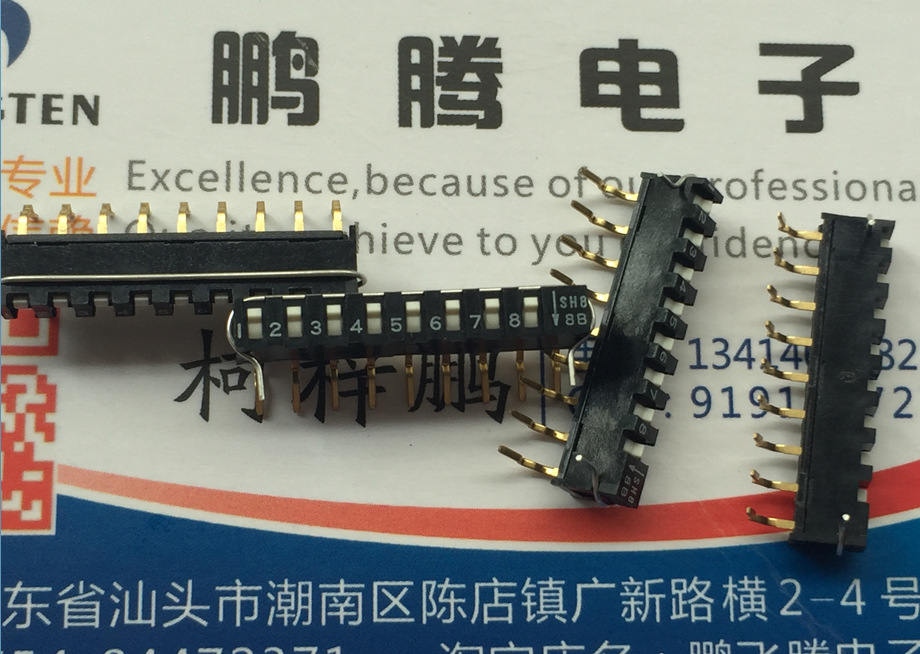 进口日本OTAX SSH82 单排拨码开关8位 弯脚侧拨 2.54mm间距 平拨