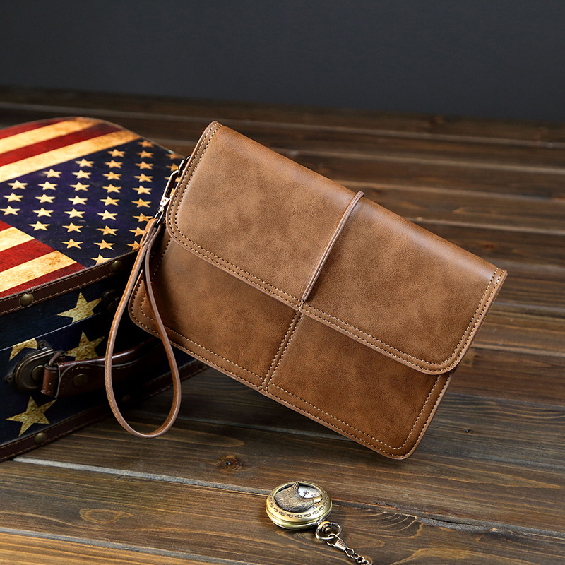Single Shoulder Strap Strap Type Long Wallets Bags Type Men's Solid Color Pu Leather Magnetic Buckle Long Wallets