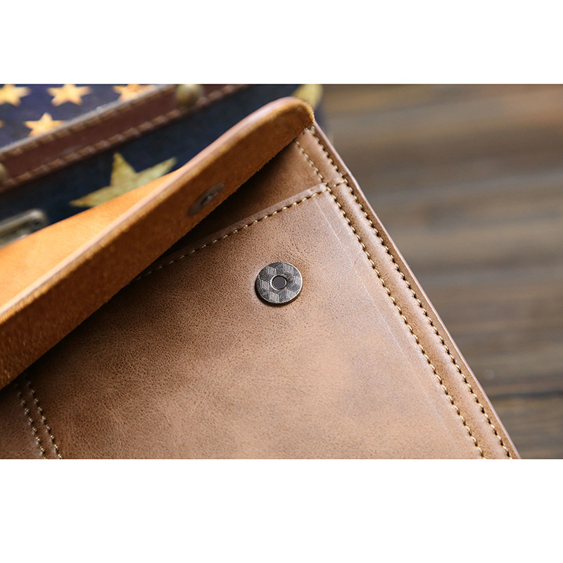 Streetwear Style Men's Solid Color Pu Leather Magnetic Buckle Long Wallets