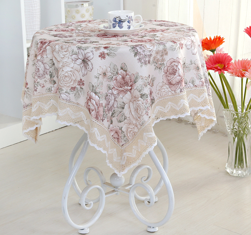 棉边甜心咖台布