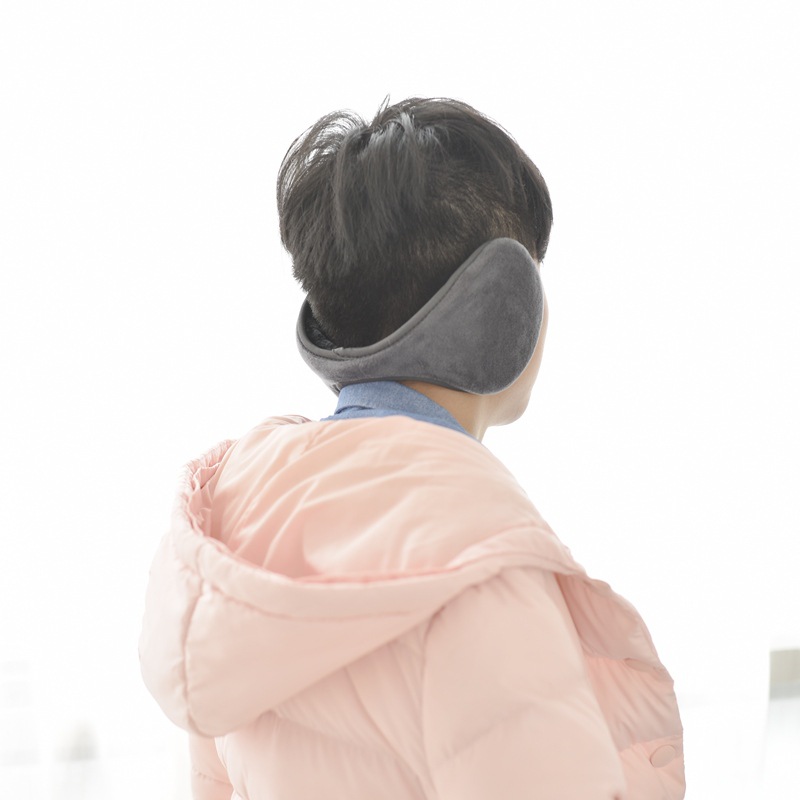 Winter warm earmuffs for men and women, black soft plush back-worn ear warmers, anti-cold and antifreeze earmuffs