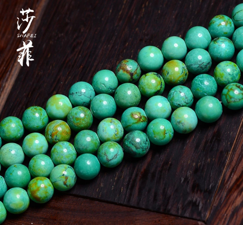 Saffy Natural Hubei Old Turquoise Round Semi-Crystal Finished Bead Bead Bead Passepartout Saffy Natural Hubei Old Turquoise Round Semi-Crystal Finished Bead Bead Bead Passepartout