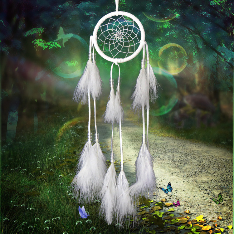 羽毛驅夢網禮物 印第安同款捕夢網風鈴 家居挂飾裝飾 汽車挂件