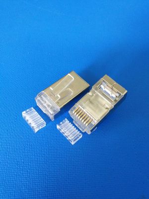 荐 RJ45六类镀金屏蔽两件式水晶头 8P8C六A水晶头镀金屏蔽 批发