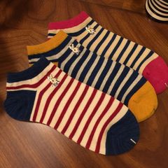 Spring and Summer New Arrival Phifimum Vintage Striped Cotton Socks for Women, Daily Origin Host Town Trendy Forest System Women's Slip-On Boat Socks