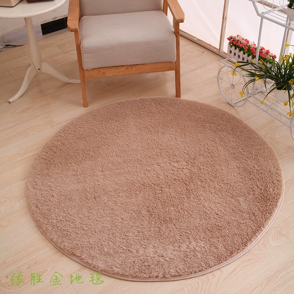 3cm round silk wool carpet camel color