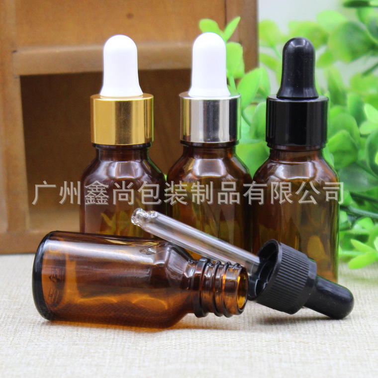 批发茶色玻璃精油瓶精油调配瓶15ml滴管分装稀释空瓶