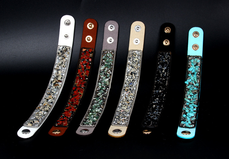 creative crystal gravel irregular colored gemstone flannel bracelet