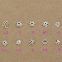 厂家批发镀925银饰品配件 DIY镂空民族花托护垫隔片手串材料