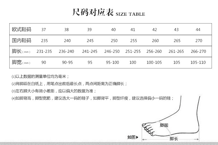 瑞展尺码表