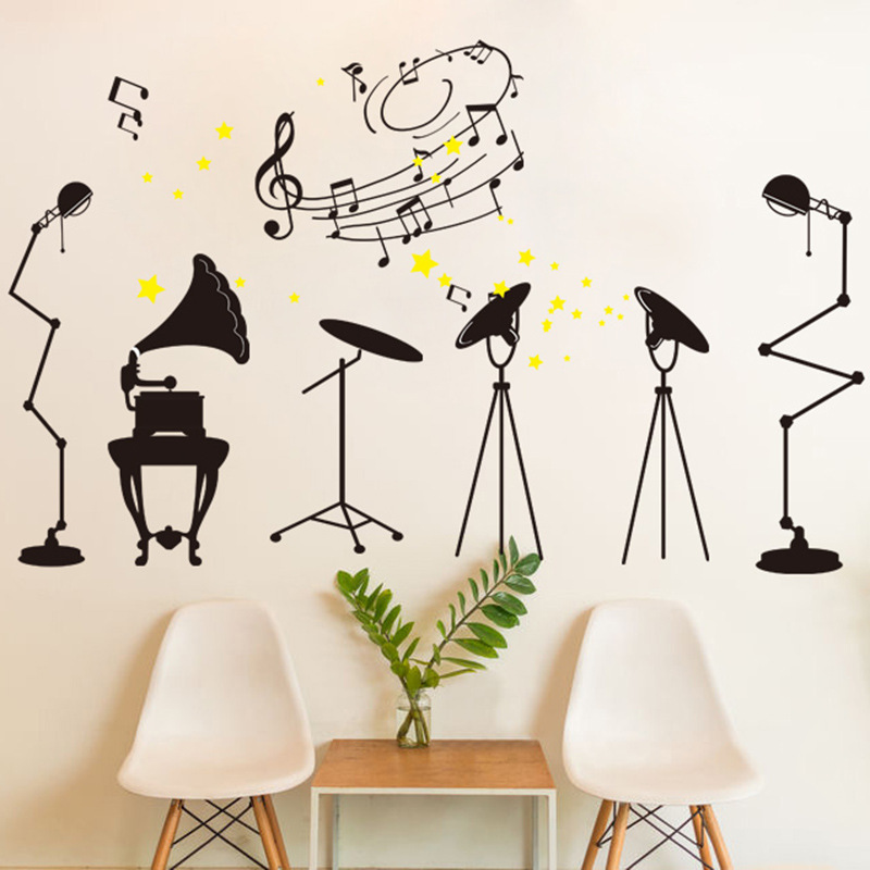 3936 classroom music dance hall background removable wall stickers personalized photography wall decoration stickers musical instrument silhouette