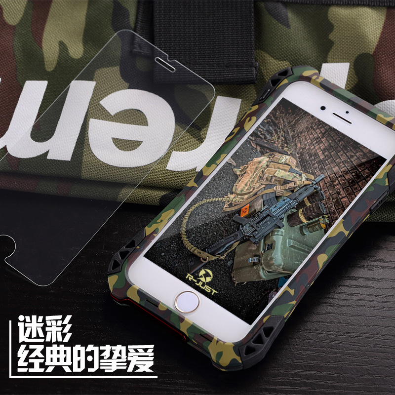 R-JUST Amira Heavy Duty Dirtproof Shockproof Rainproof Aluminum Metal Bumper Carbon Fiber Back Cover Case for Apple iPhone 6S/6 & iPhone 6S Plus