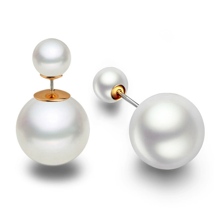 Double-sided fashionable earrings from pearl, Korean style, direct factory sales