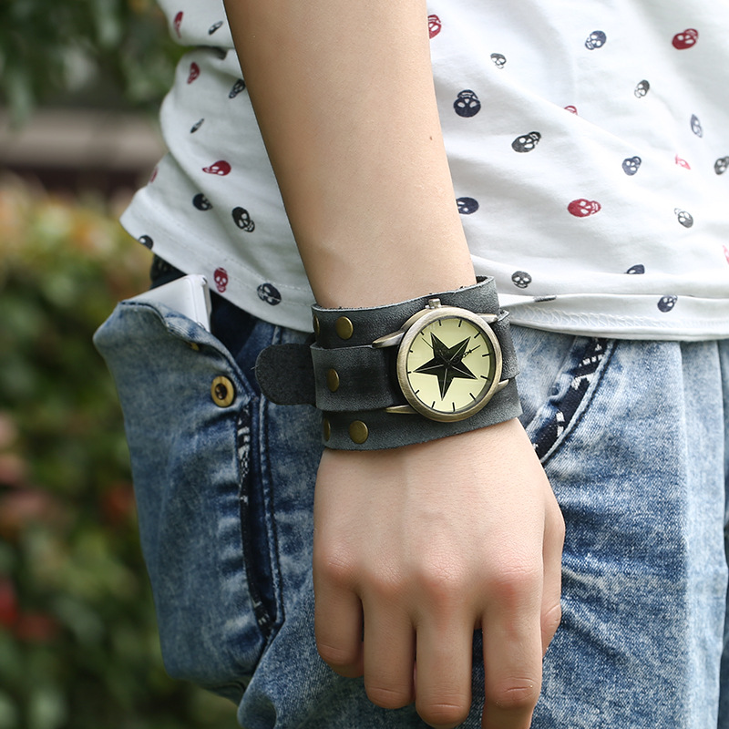 1 Piece Fashion Star Pu Leather Handmade Menu0027S Bracelets
