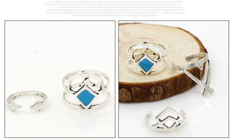 Retro Personality Geometric Square Arrow Ring Six-piece Ring Ring Cross Ring display picture 5